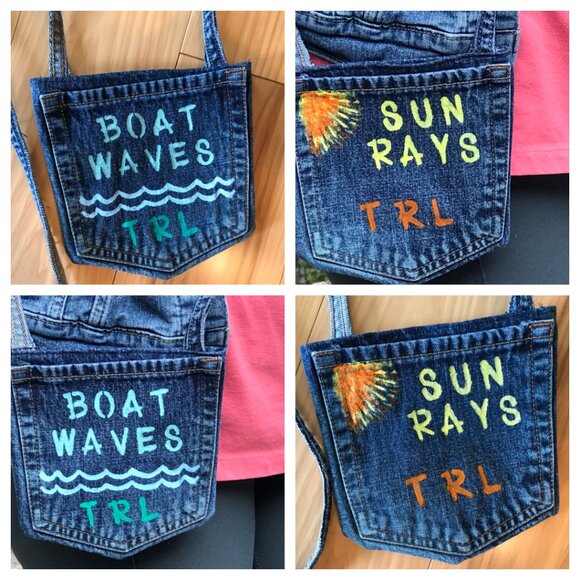 Handmade Crossbody Bag: Recycled Denim Table Rock Lake Theme Cell Phone Holder - Picture 12 of 12